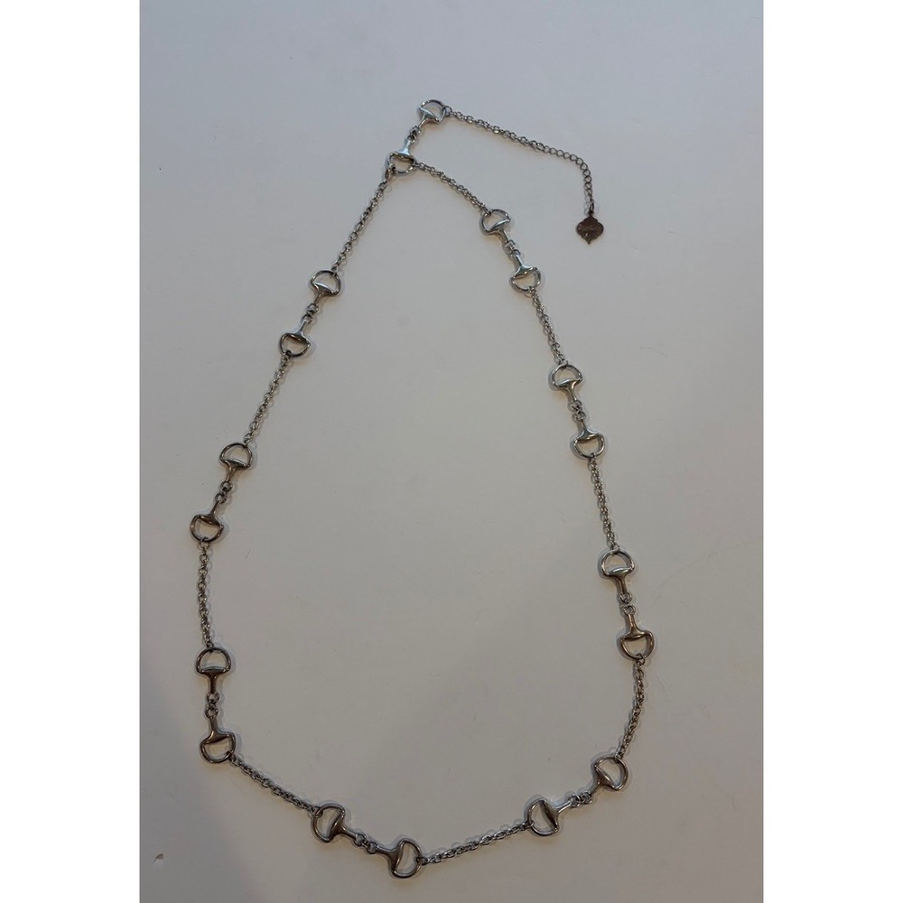 Fornash Long Horsebit Necklace Silver Tone‎ Equestrian Snaffle Bit Chain 37"
